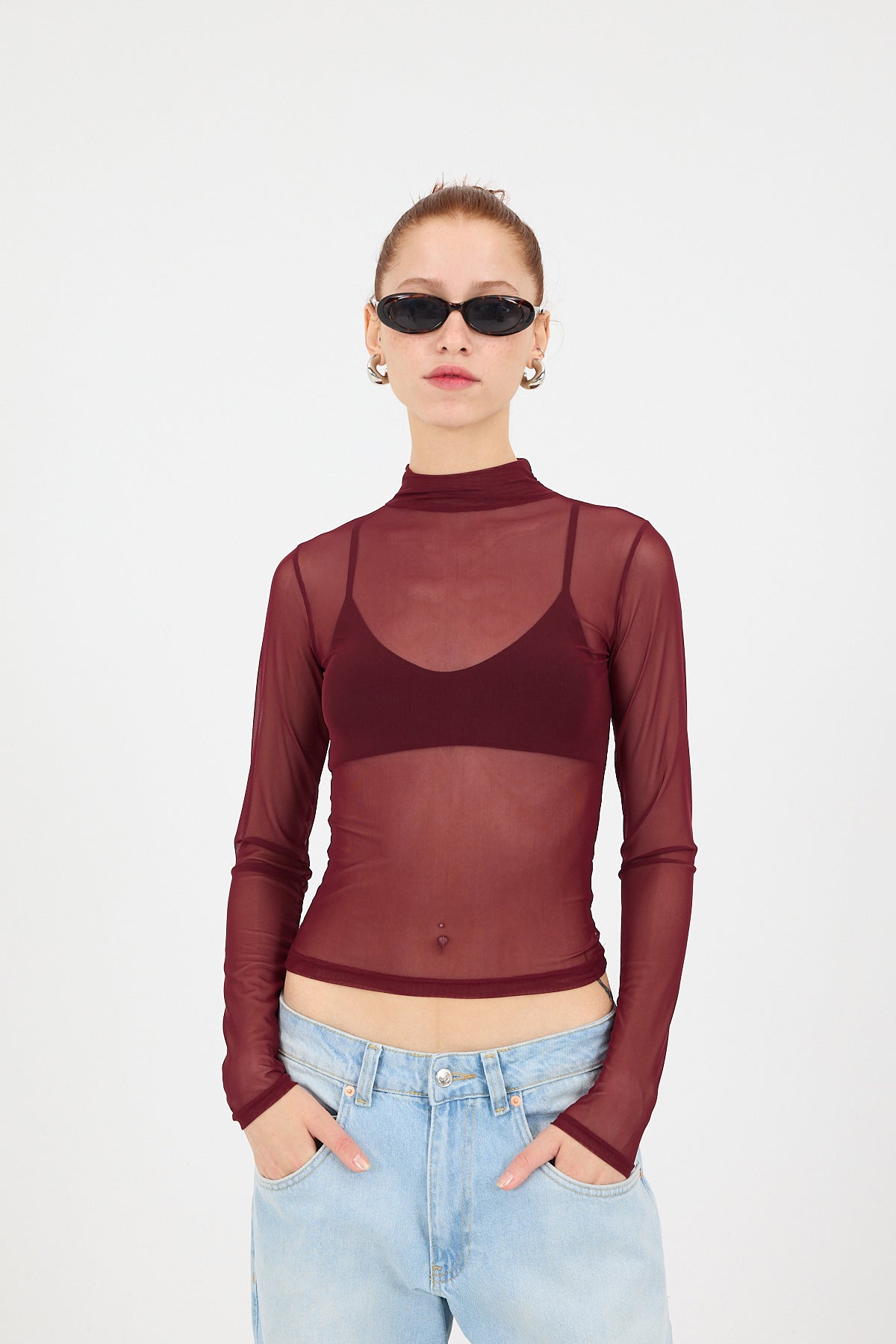 Burgundy_Turtleneck-Sheer-Blouse-addax