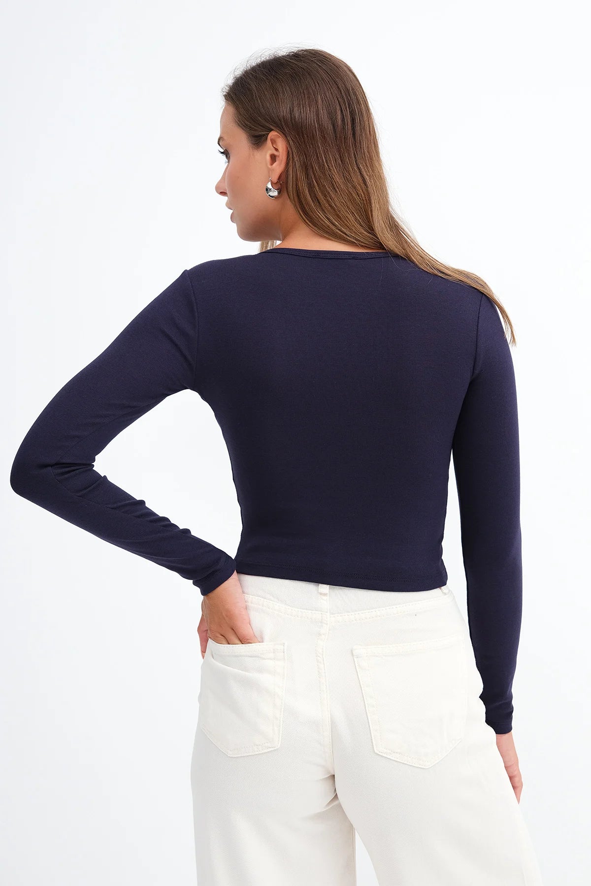 Dark-Night-Blue_Long-Sleeve-Basic-Blouse-addax