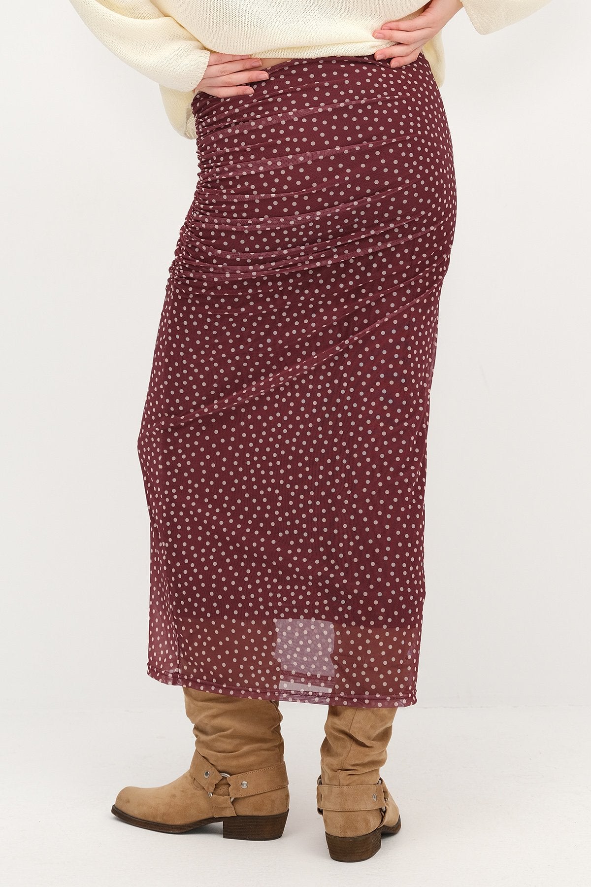 Damson_Polka-Dot-Ruched-Midi-Skirt-addax