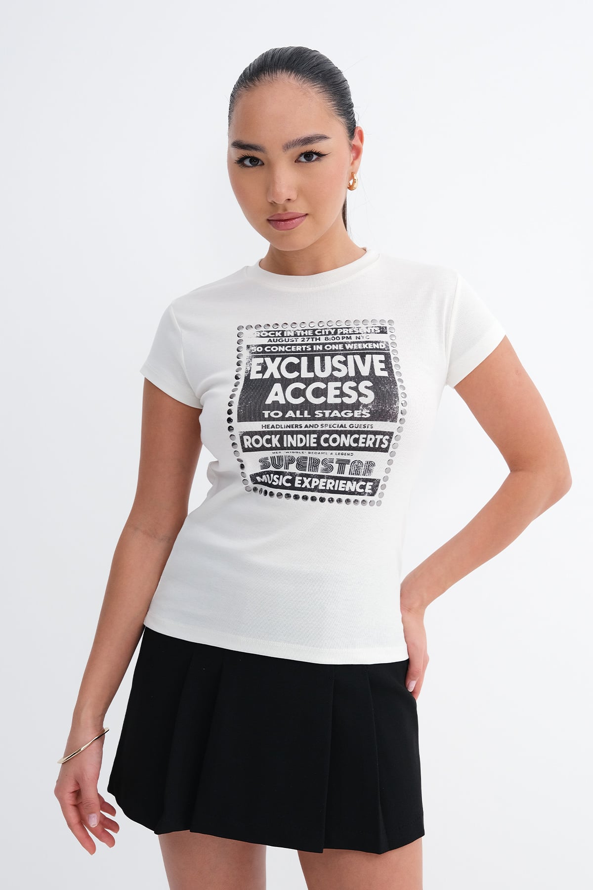 Ecru_Studded-Print-T-shir-addax