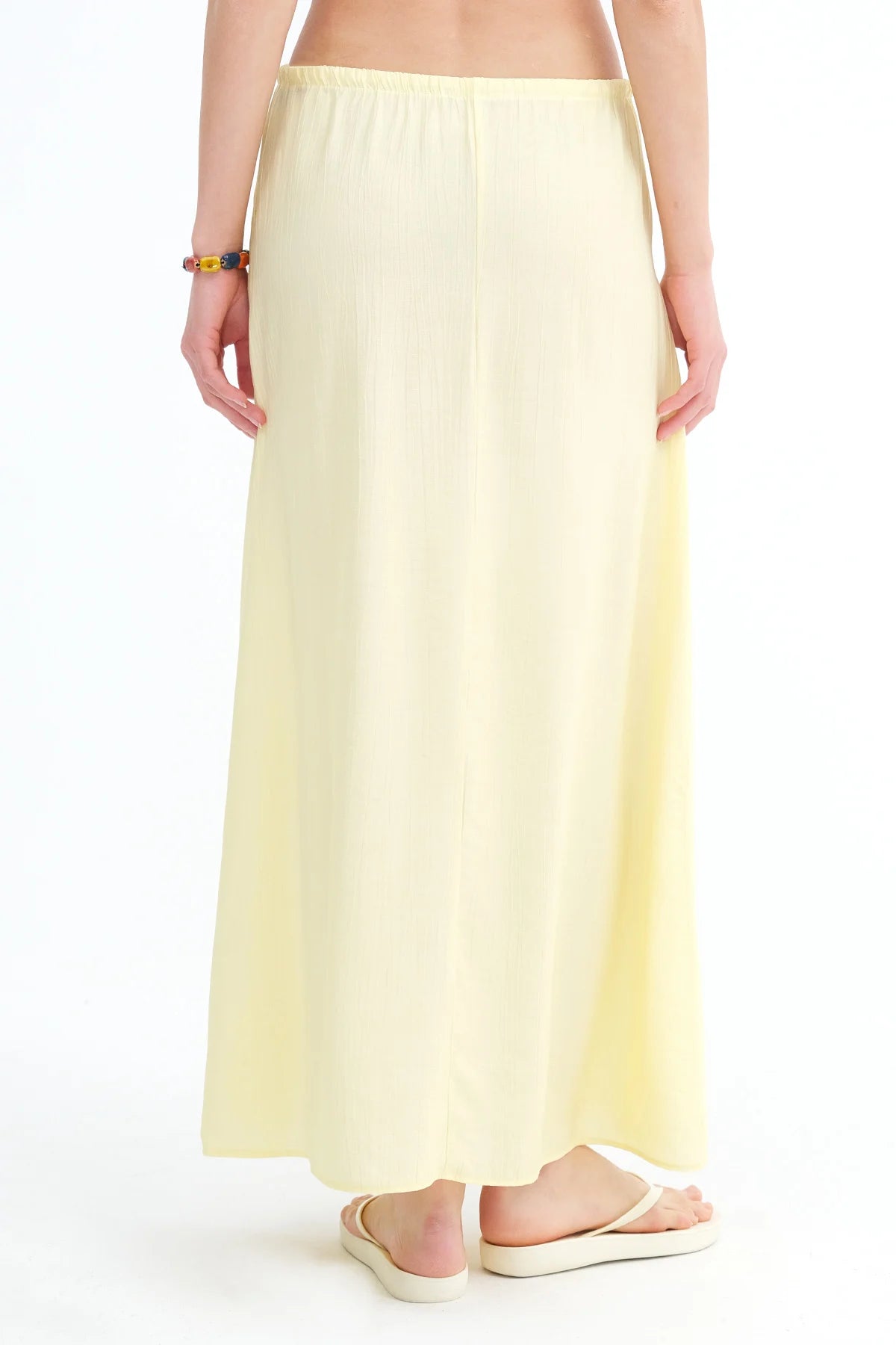 Yellow_Elastic-Waist-Long-Skirt-addax