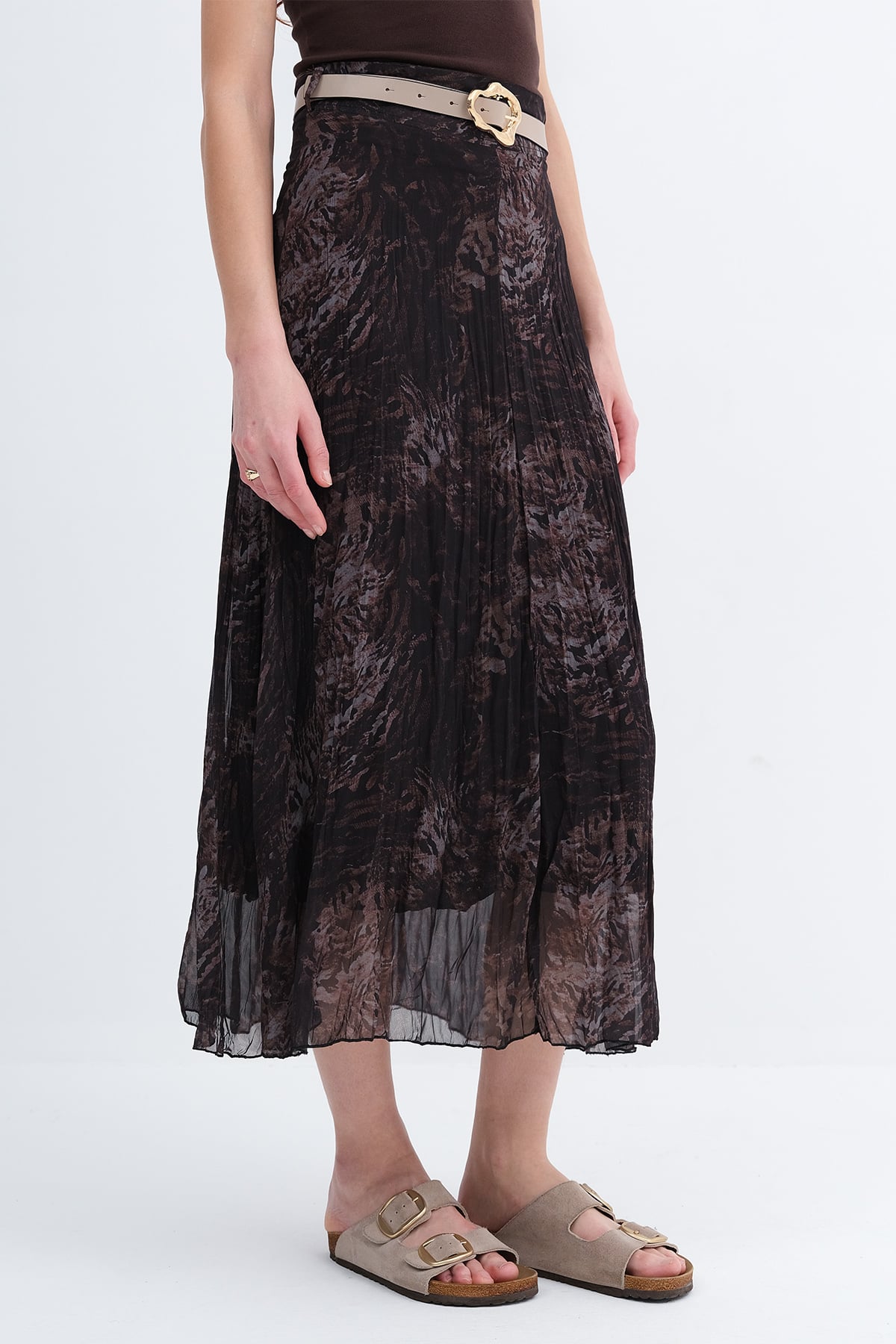 Brown_Belted-Patterned-Skirt-addax