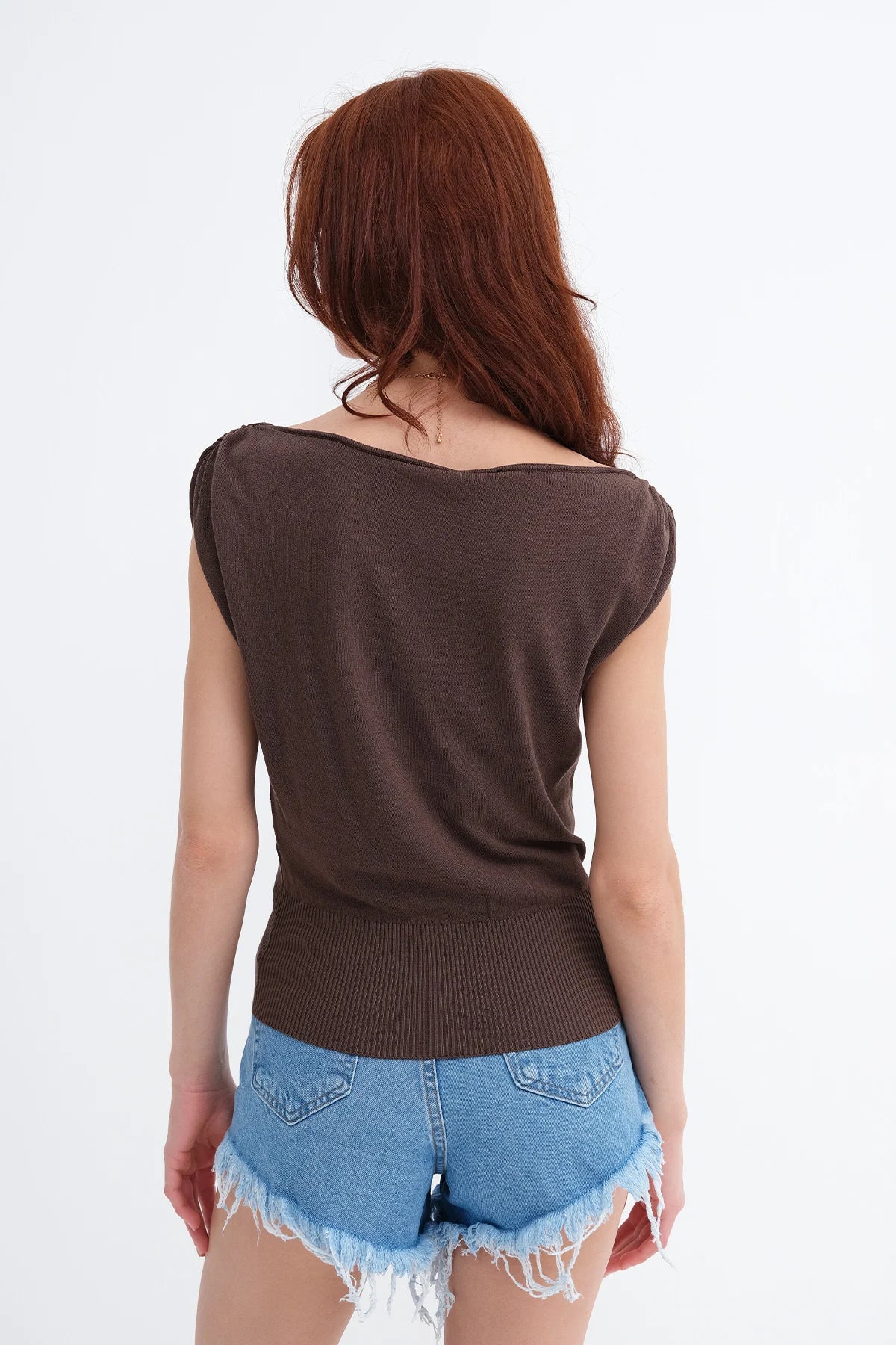 Boat Neck Knit Blouse