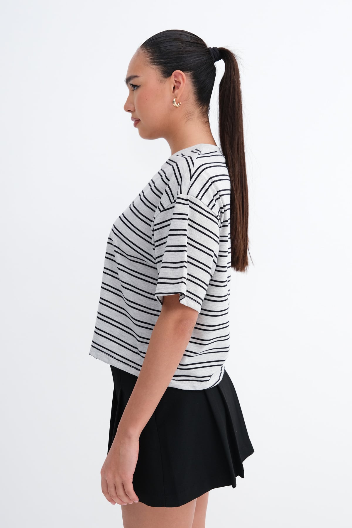 Grey-Melange_Crew-Neck-Striped-T-shirt-addax