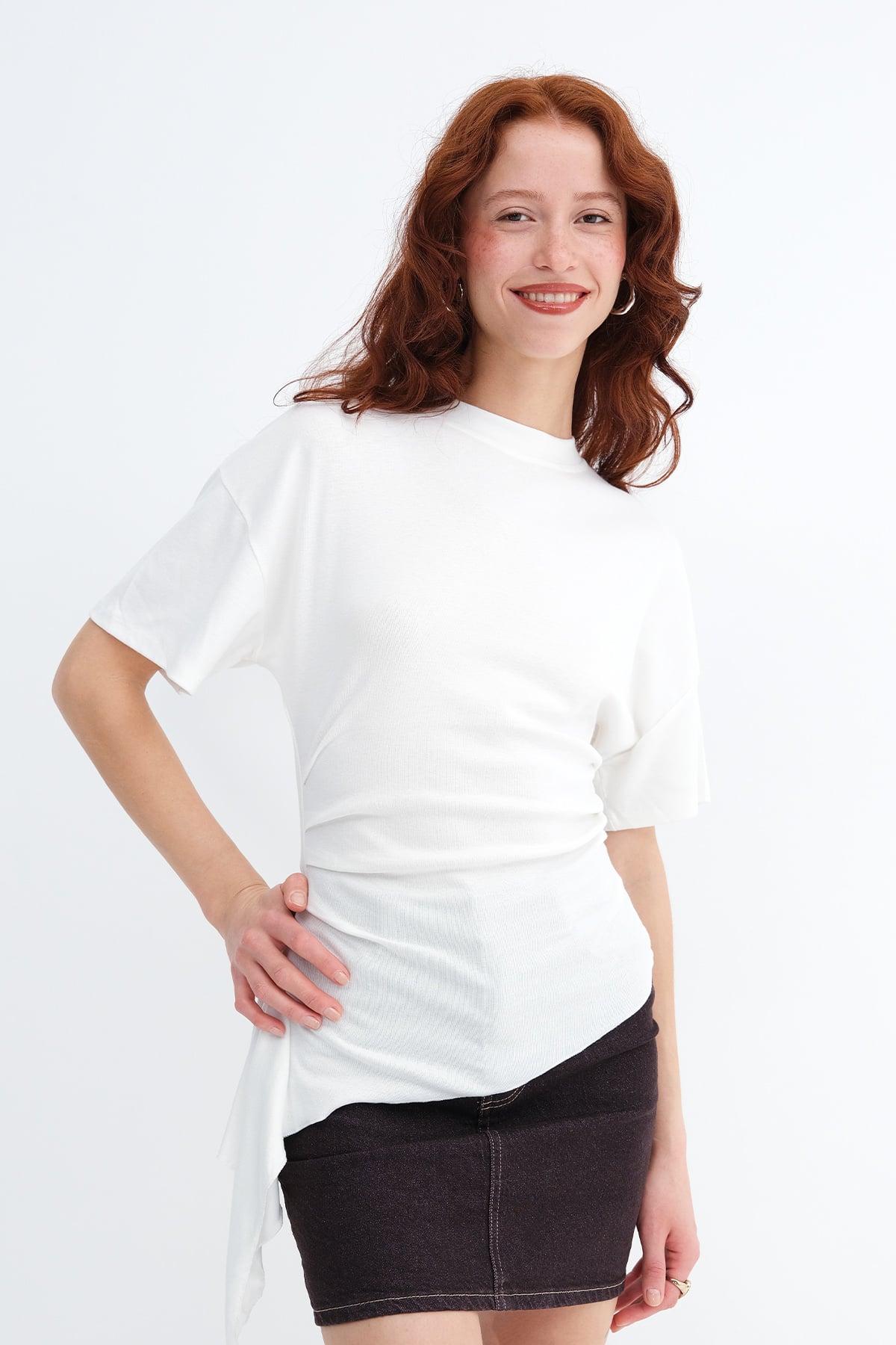Ecru_Side-Ruched-Modal-T-Shirt-addax
