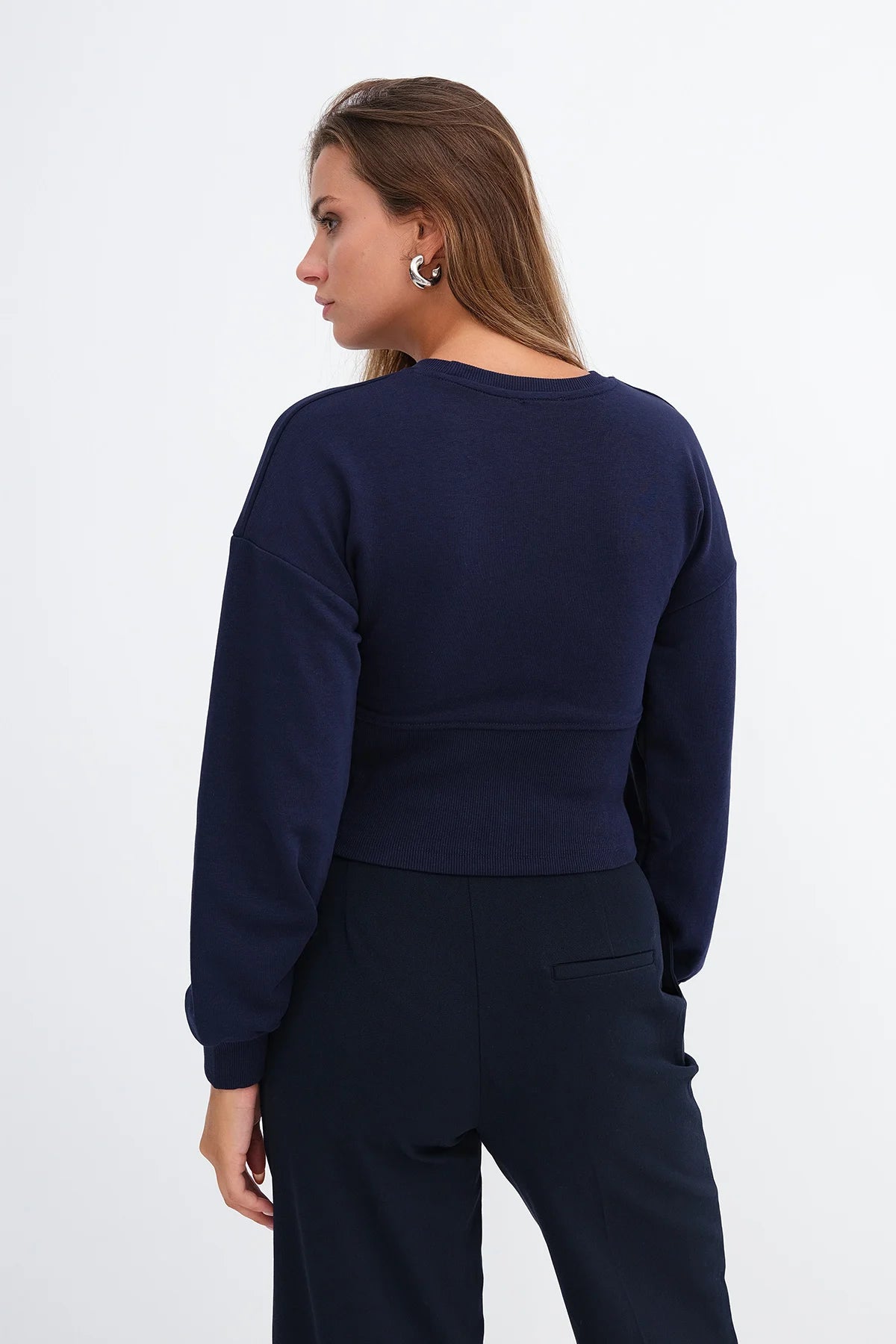 Corset Waist Crop Sweatshirt