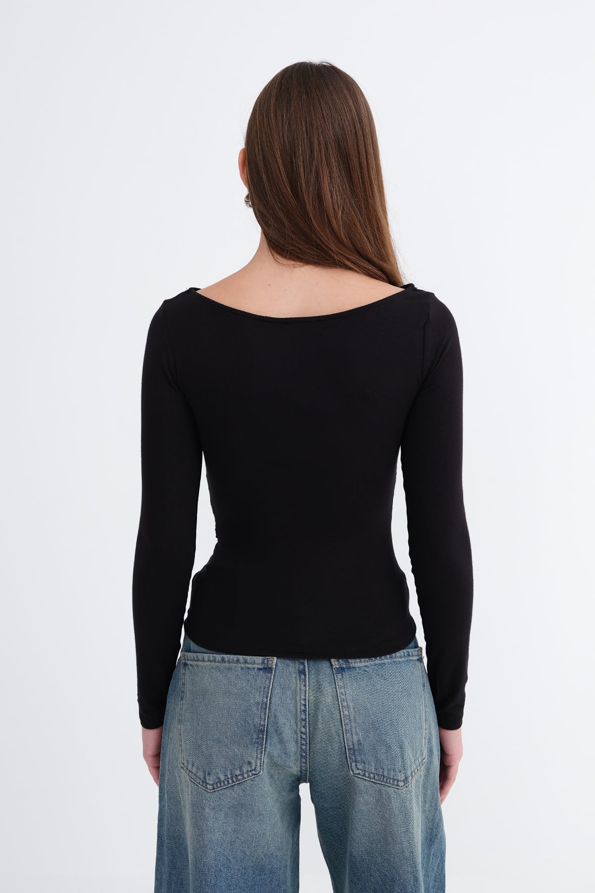 Black_Boat-Neck-Ruched-Blouse-addax