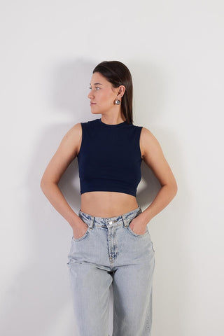 Crop Top With Round Neck A1327