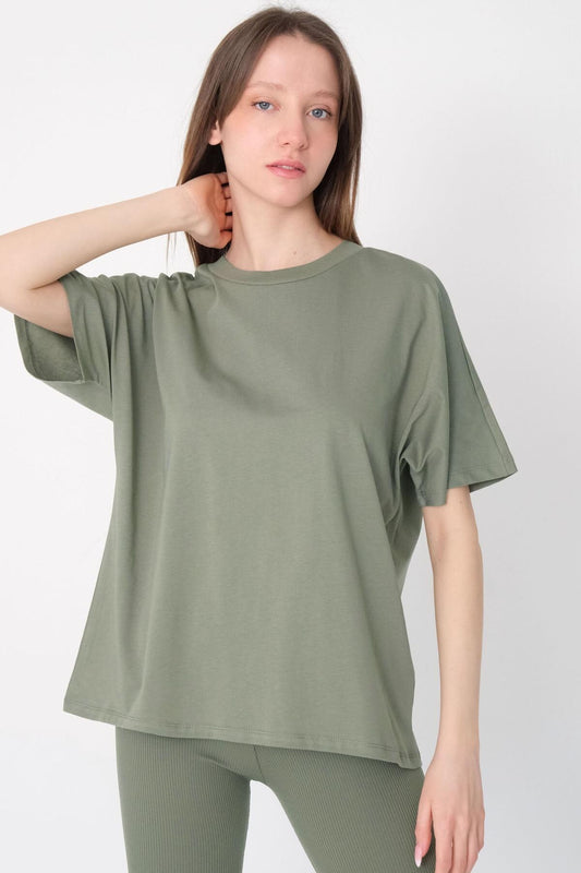 Oil-Green_Oversized-Basic-T-shirt-addax