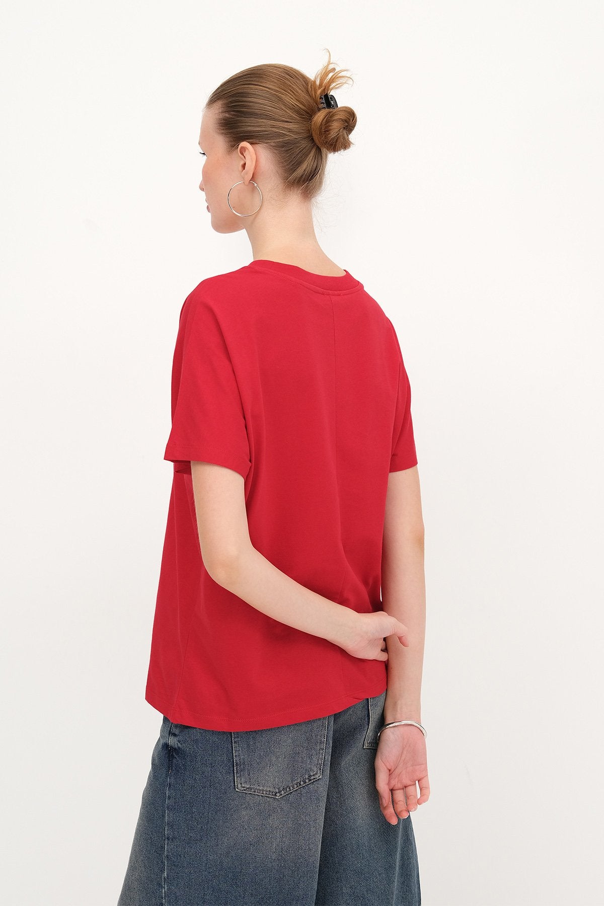 Bright Red_ Oversized-Basic-T-shirt-addax