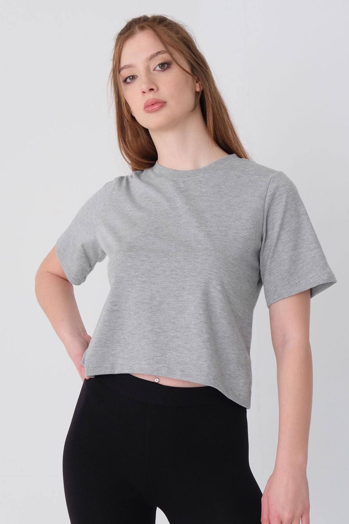 Grey-Melange_Crew-Neck-Basic-T-shirt-addax