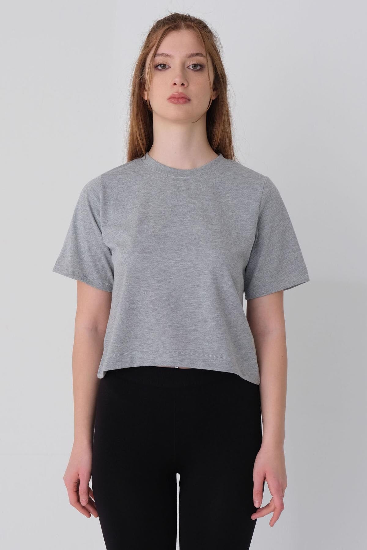 Grey-Melange_Crew-Neck-Basic-T-shirt-addax