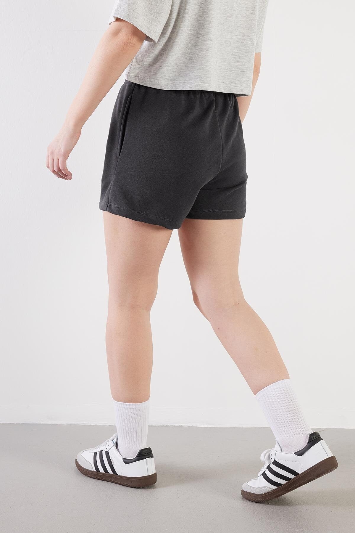 Charcoal_Elastic-Waist-Shorts-With-Pocket-addax