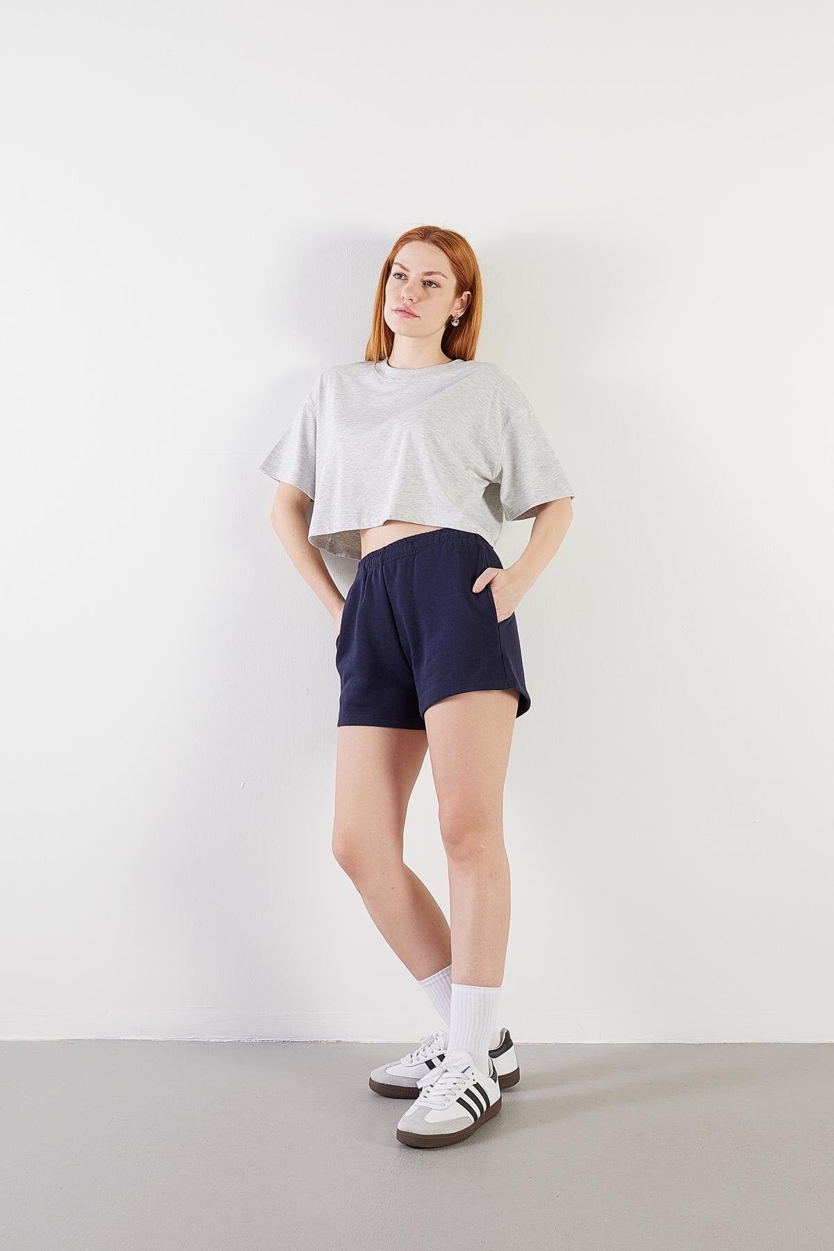 Night-Blue_Elastic-Waist-Shorts-With-Pocket-addax