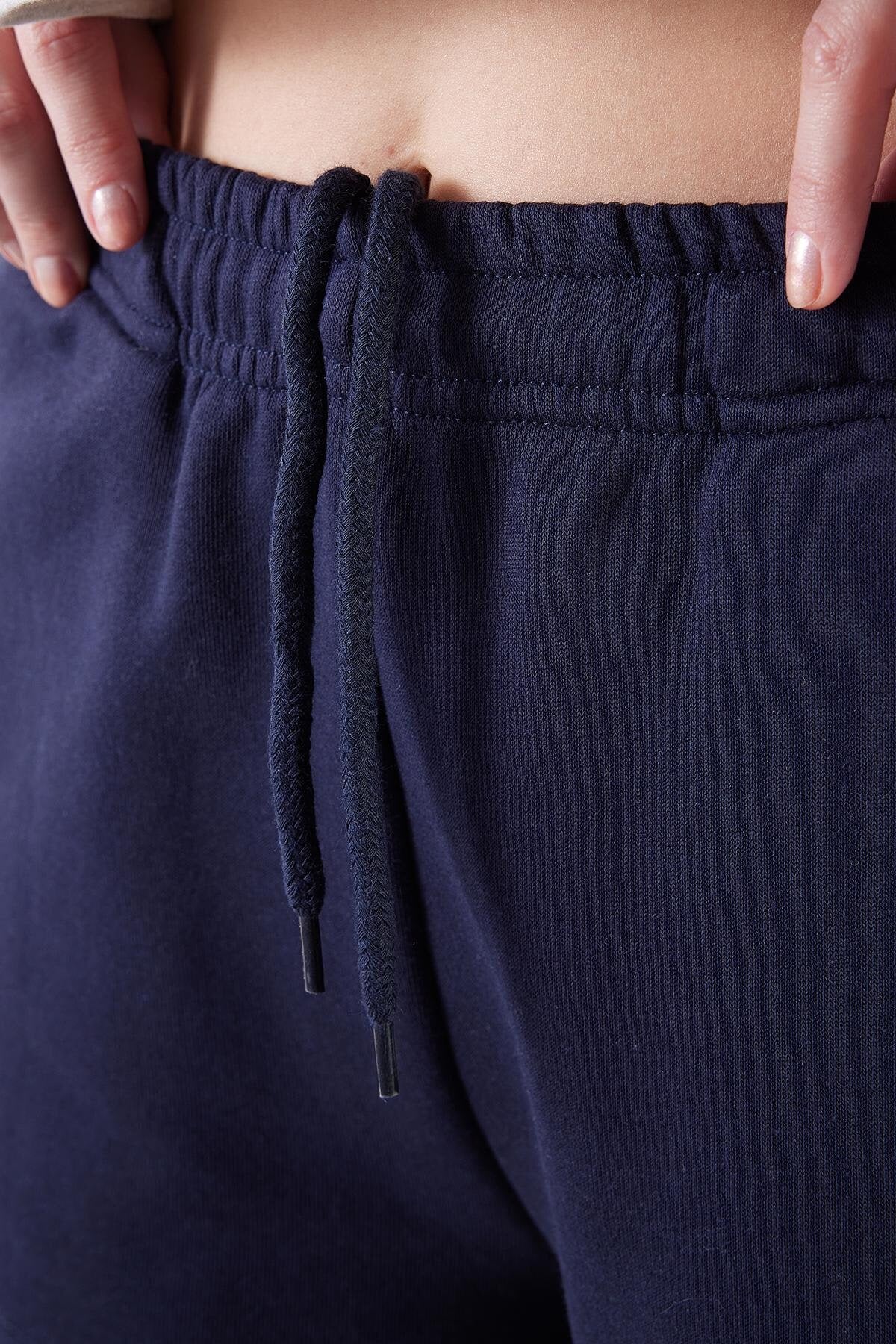 Night-Blue_Elastic-Waist-Shorts-With-Pocket-addax