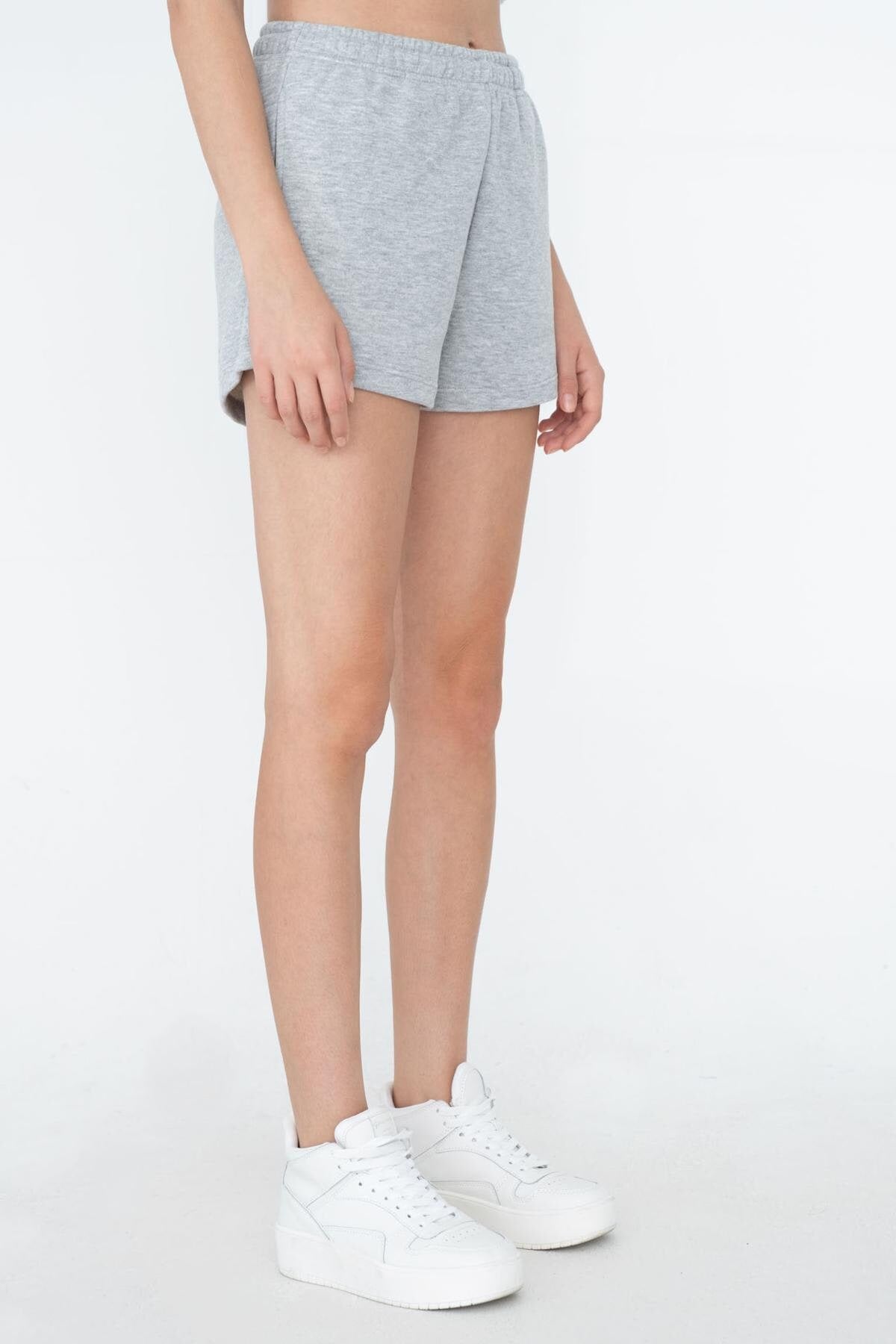 Grey-Melange_Elastic-Waist-Shorts-With-Pocket-addax