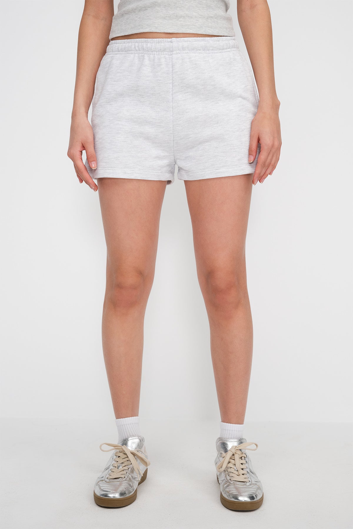 Snow-Melange_Elastic-Waist-Shorts-With-Pocket-addax