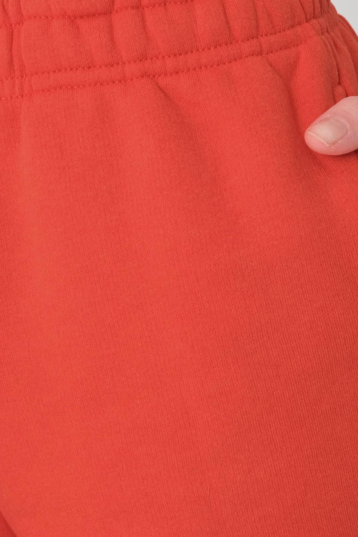 Orange-Red_Elastic-Waist-Shorts-With-Pocket-addax