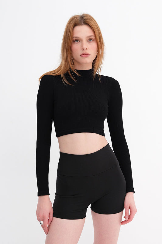 Long Sleeve Seamless Crop Top