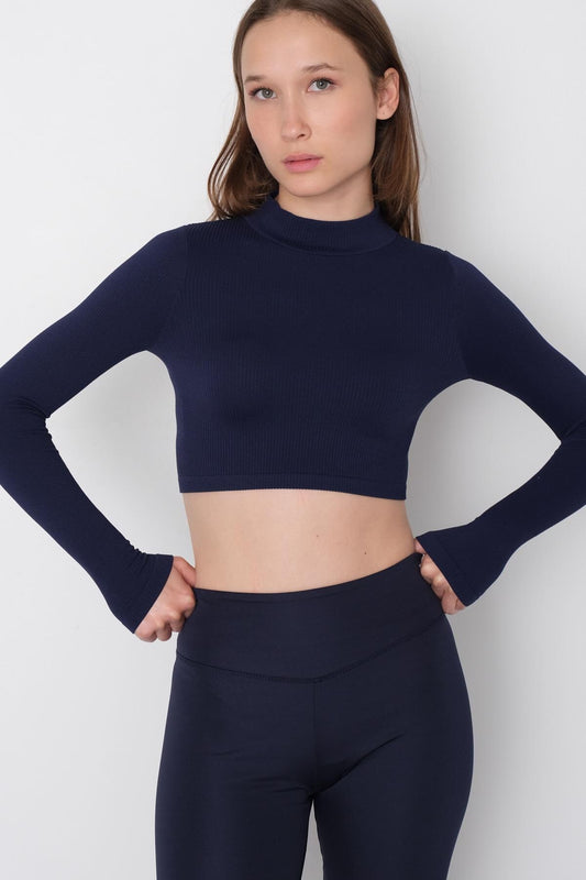 Night-Blue_Long-Sleeve-Seamless-Crop-Top-addax