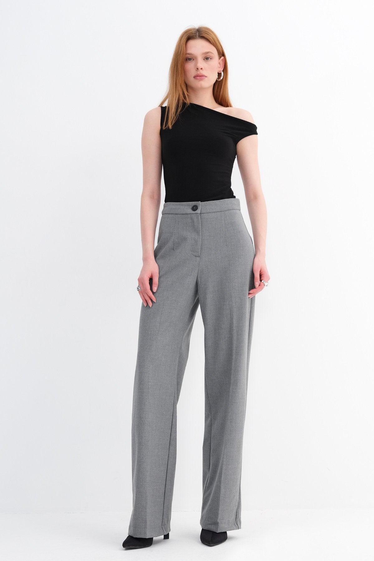 High-Waisted Wide Leg Trousers