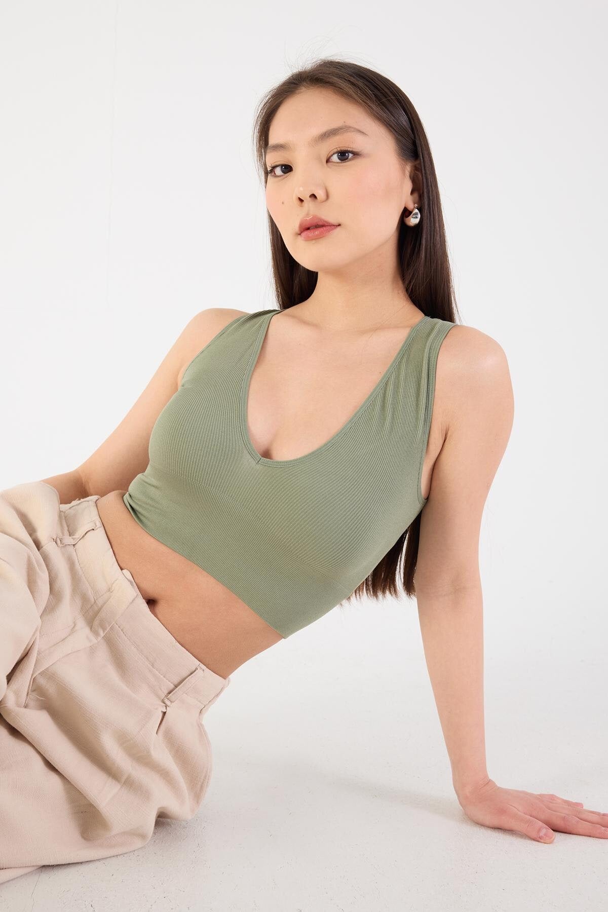Khaki_V-Neck-Thick-Strapped-Seamless-Crop-addax