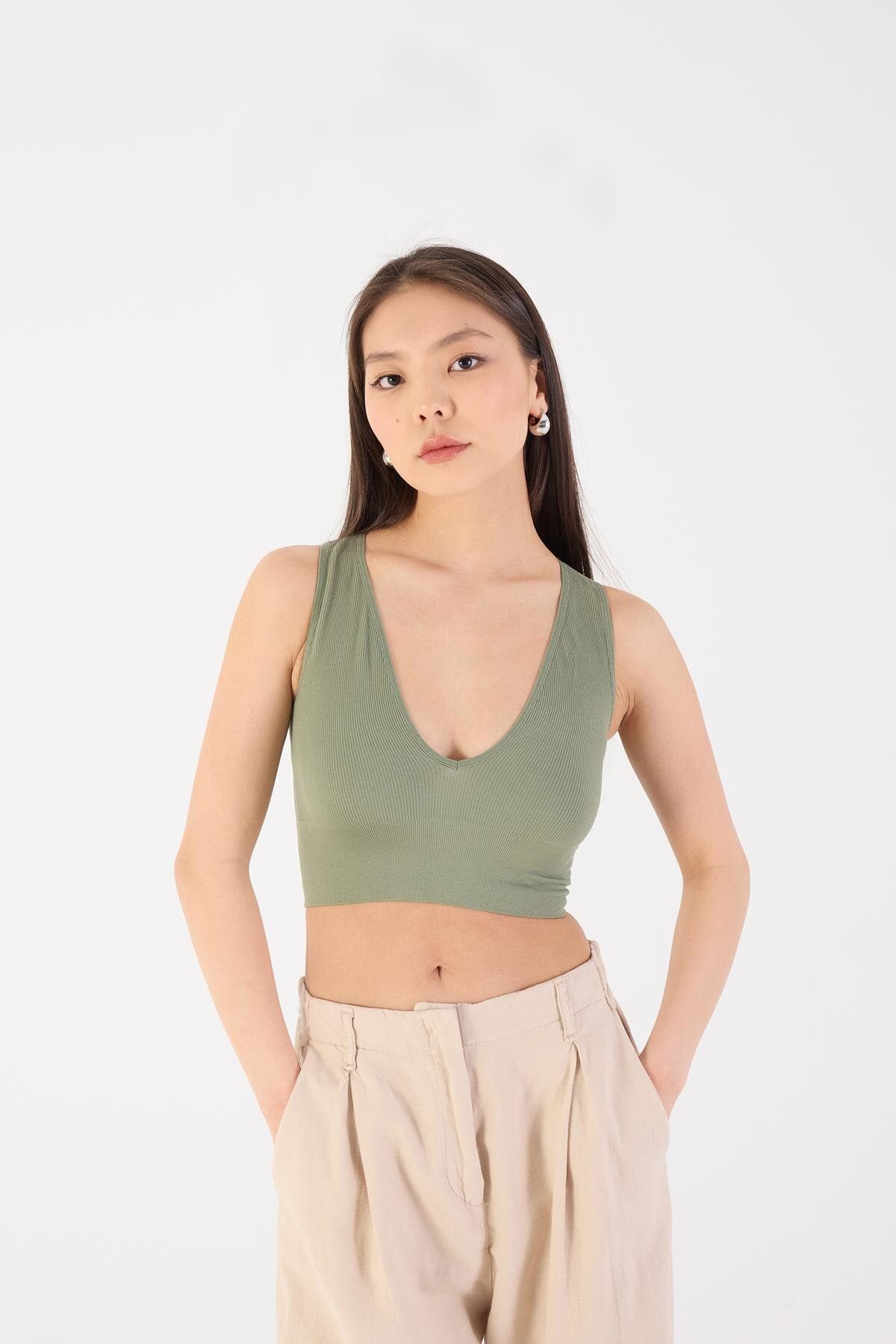 Khaki_V-Neck-Thick-Strapped-Seamless-Crop-addax