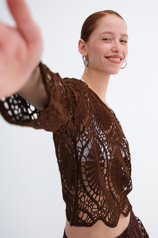 Brown_Lace-Detailed-Blouse-With-Round-Neck-addax