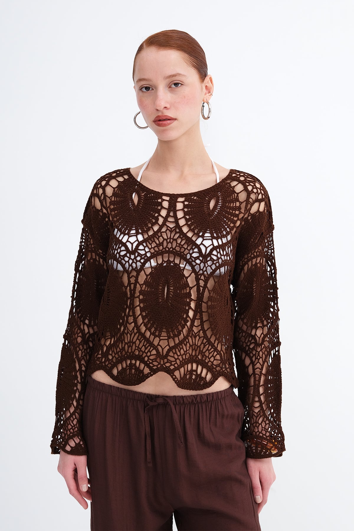 Brown_Lace-Detailed-Blouse-With-Round-Neck-addax