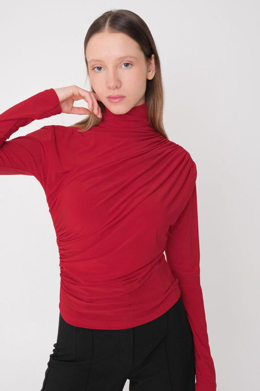 Red_High-Neck-Blouse-With-Long-Sleeve-addax