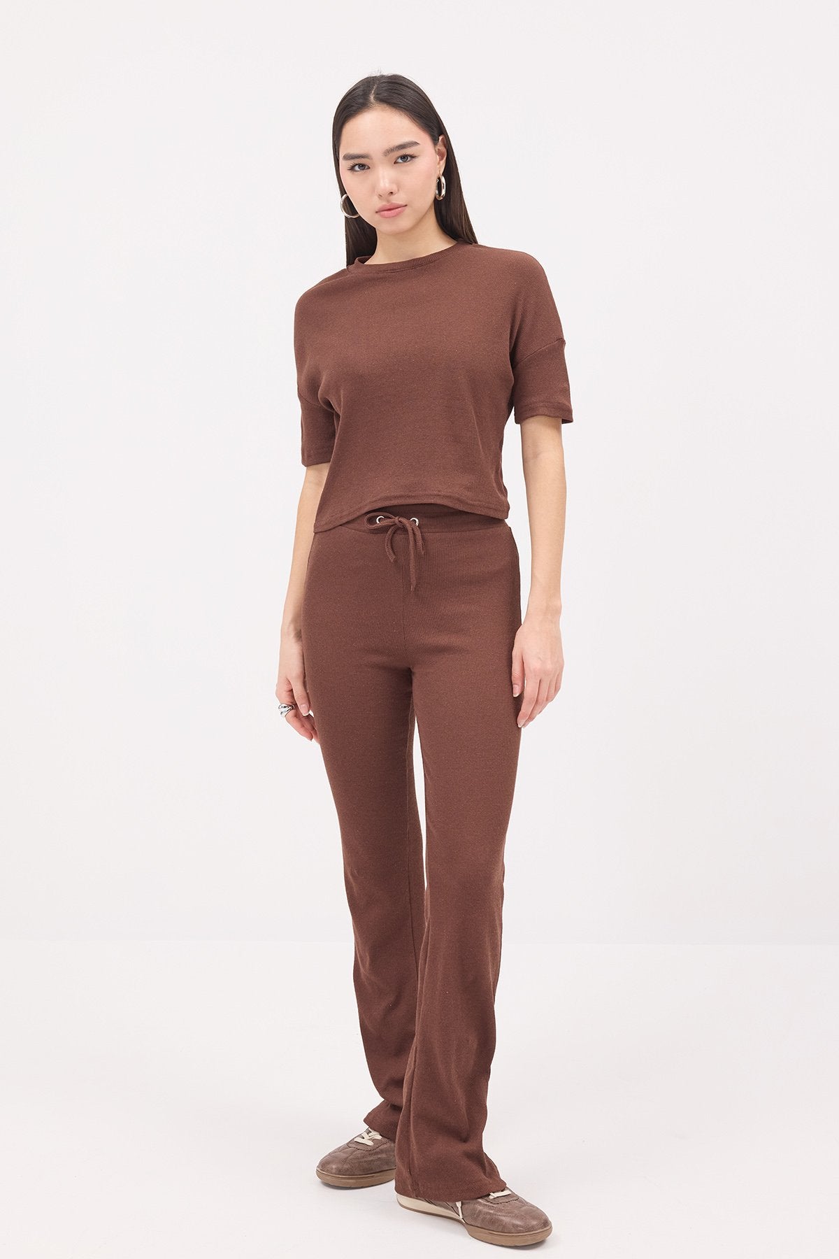 Brown_Short-Sleeve-Top-Bottom-Set-addax