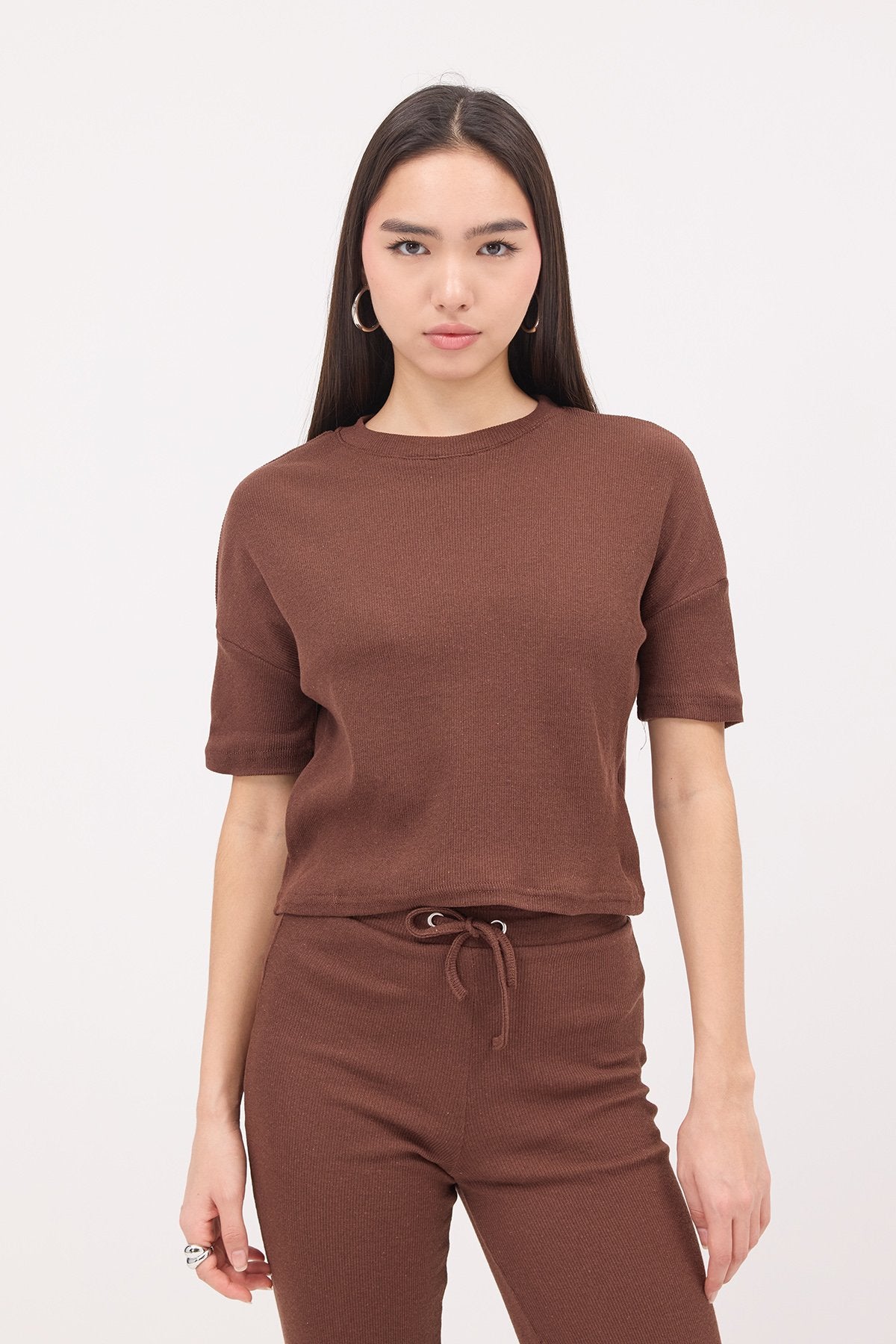 Brown_Short-Sleeve-Top-Bottom-Set-addax