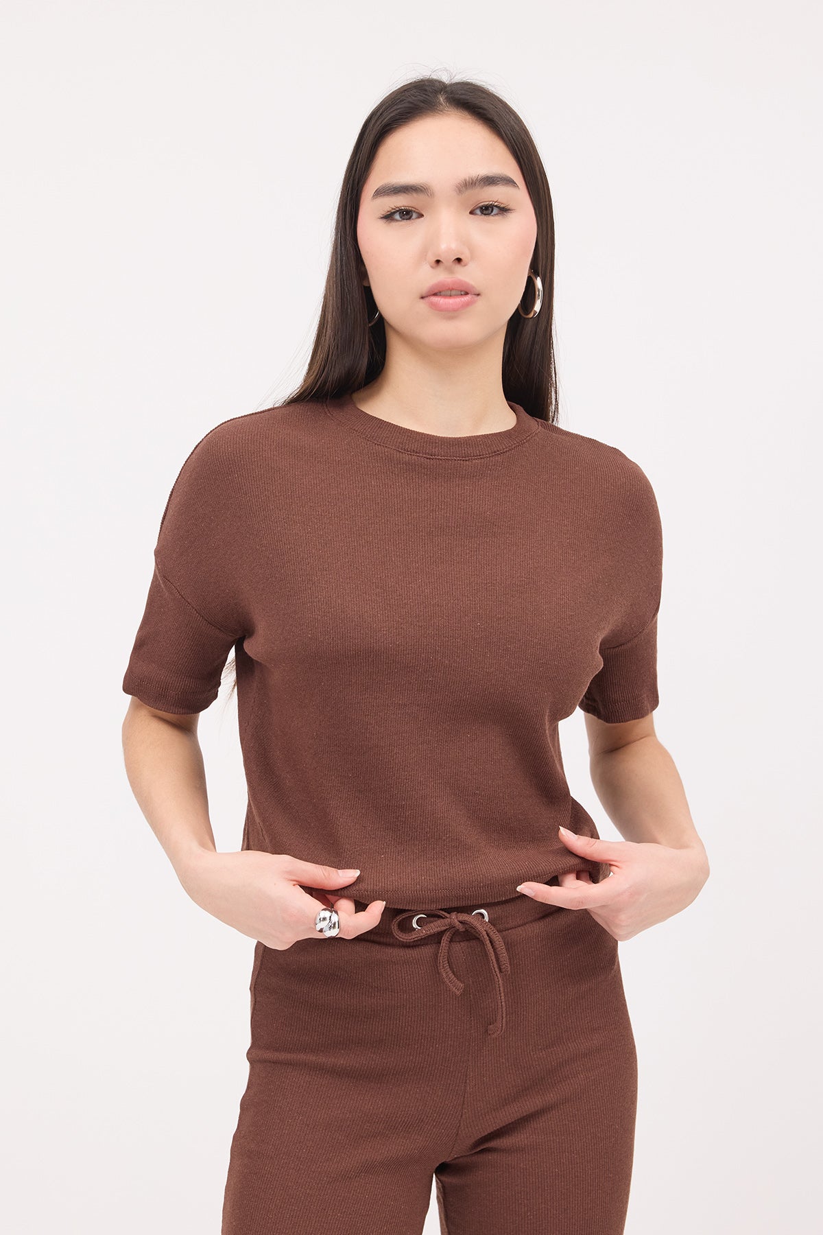 Brown_Short-Sleeve-Top-Bottom-Set-addax