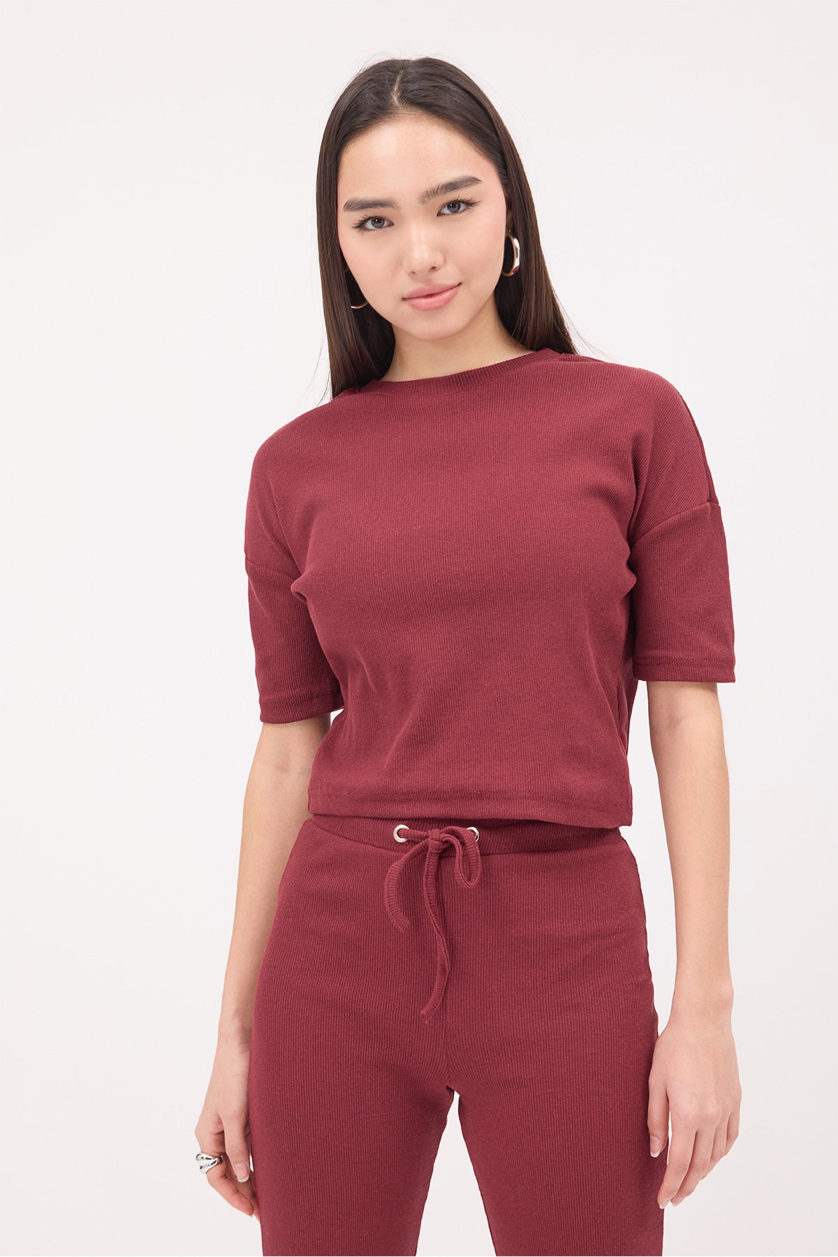 Burgundy_Short-Sleeve-Top-Bottom-Set-addax