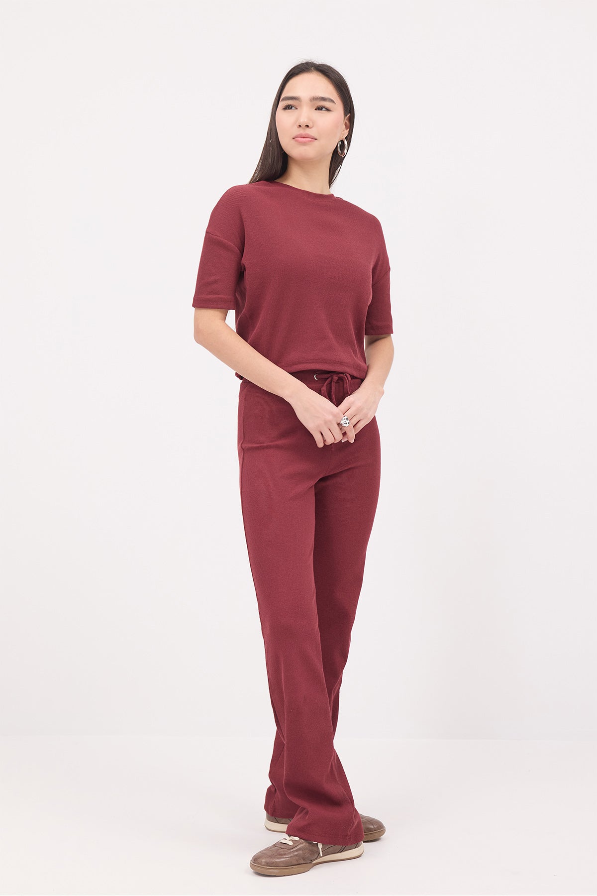 Burgundy_Short-Sleeve-Top-Bottom-Set-addax