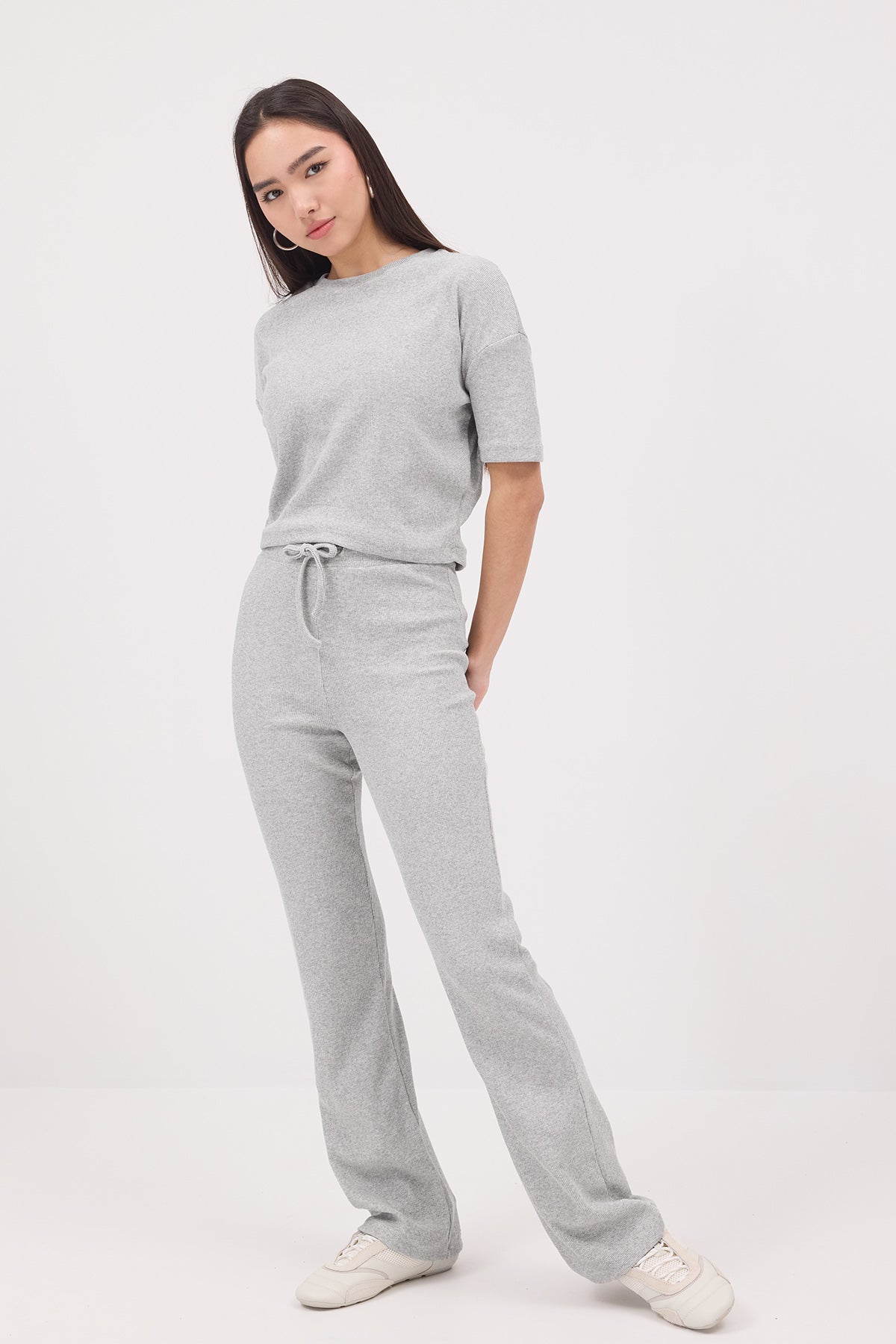 Grey-Melange_Short-Sleeve-Top-Bottom-Set-addax
