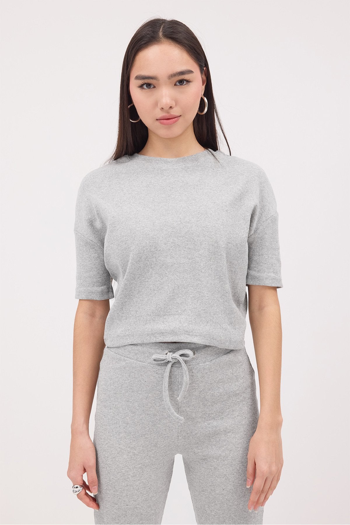Grey-Melange_Short-Sleeve-Top-Bottom-Set-addax