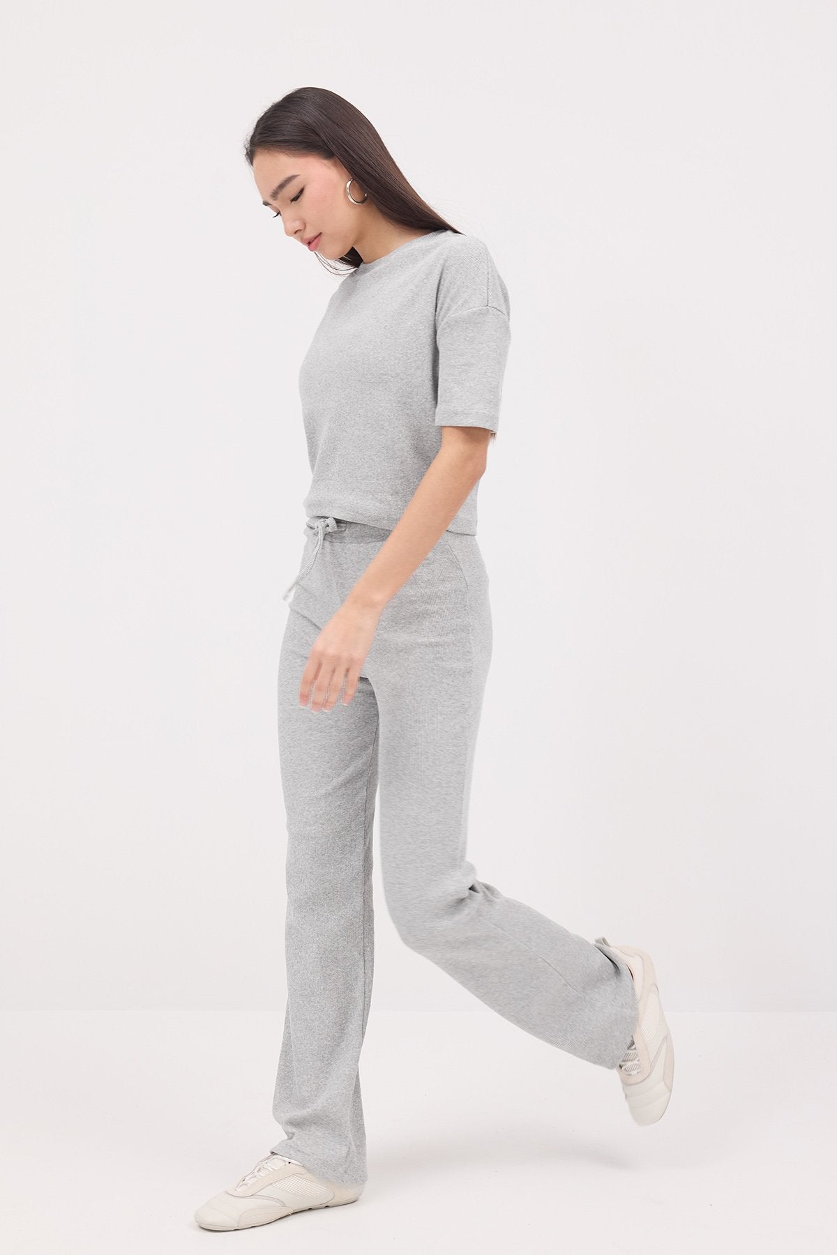 Grey-Melange_Short-Sleeve-Top-Bottom-Set-addax