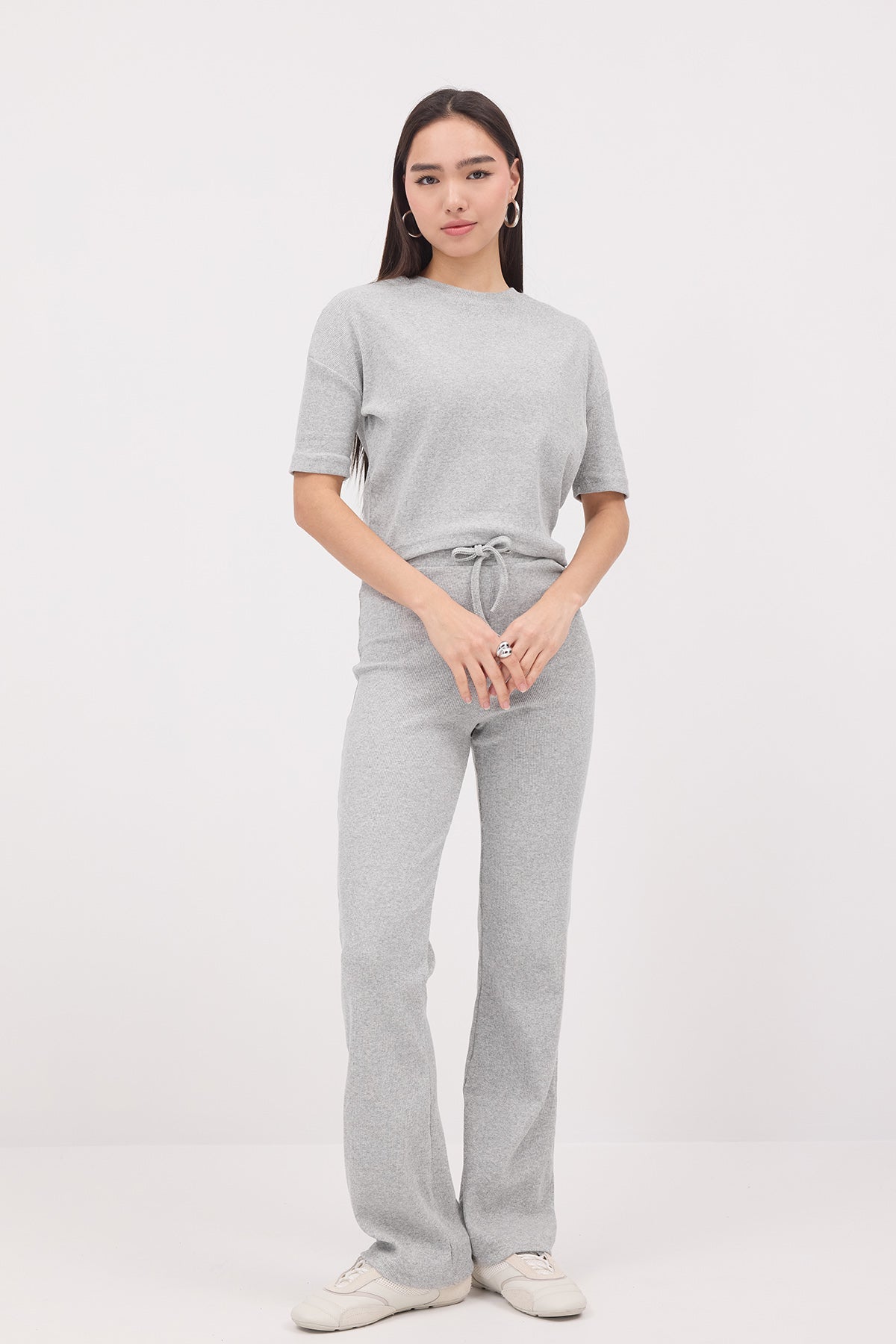 Grey-Melange_Short-Sleeve-Top-Bottom-Set-addax