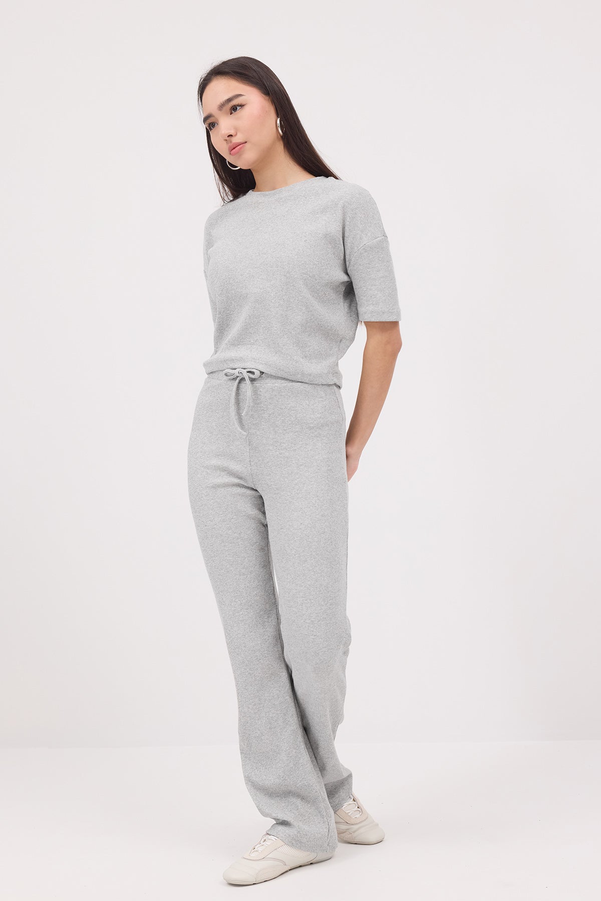 Grey-Melange_Short-Sleeve-Top-Bottom-Set-addax