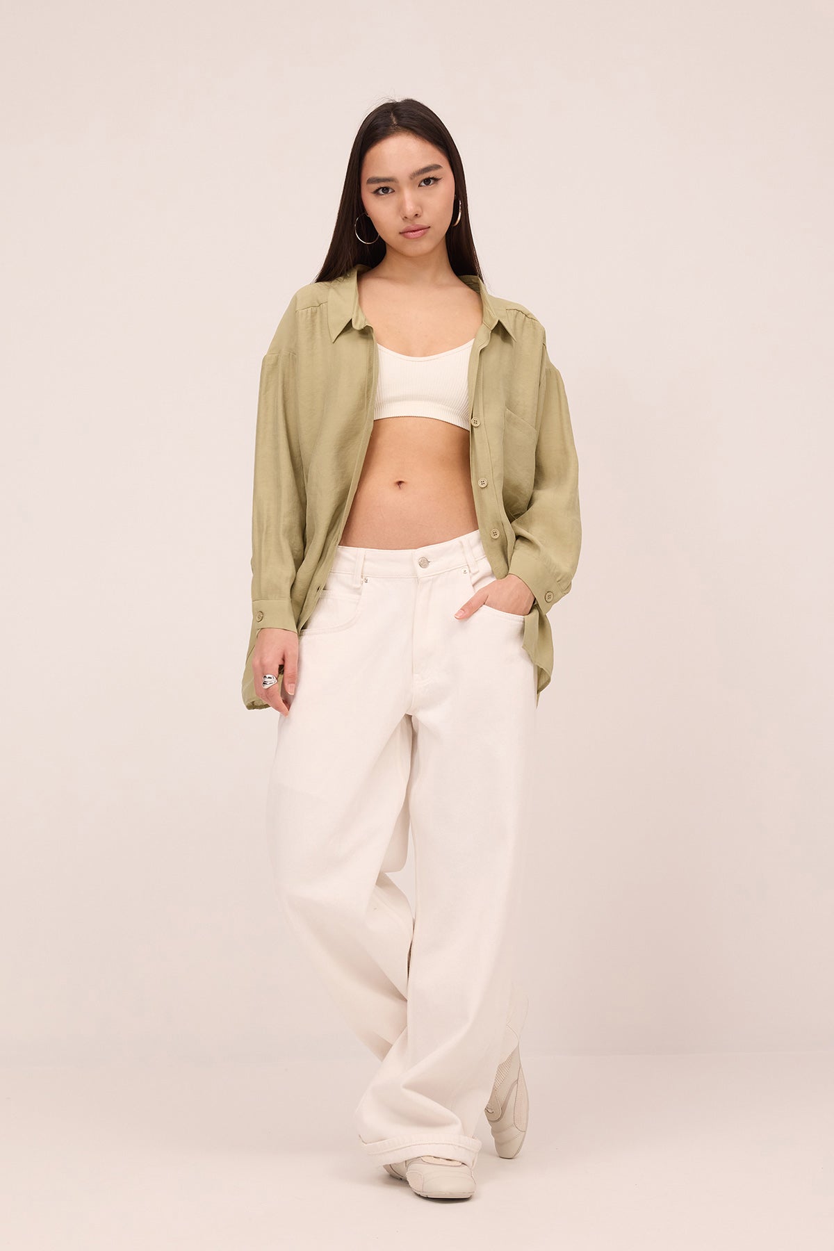 Khaki_Oversize-Shirt-With-Pocket-Detail-addax