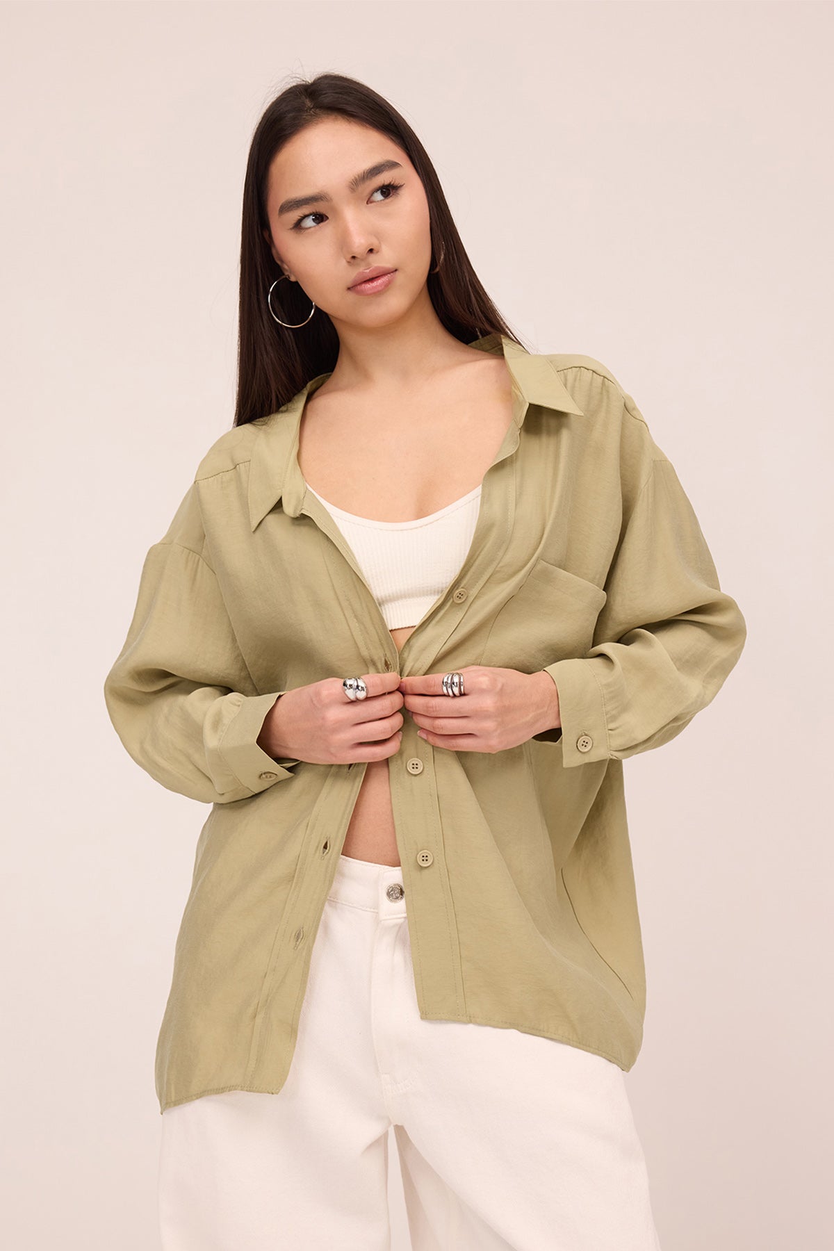 Khaki_Oversize-Shirt-With-Pocket-Detail-addax