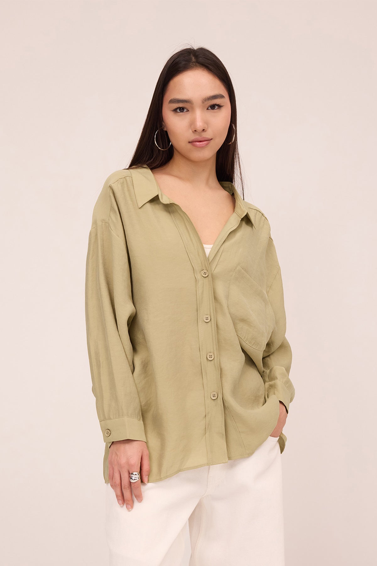Khaki_Oversize-Shirt-With-Pocket-Detail-addax