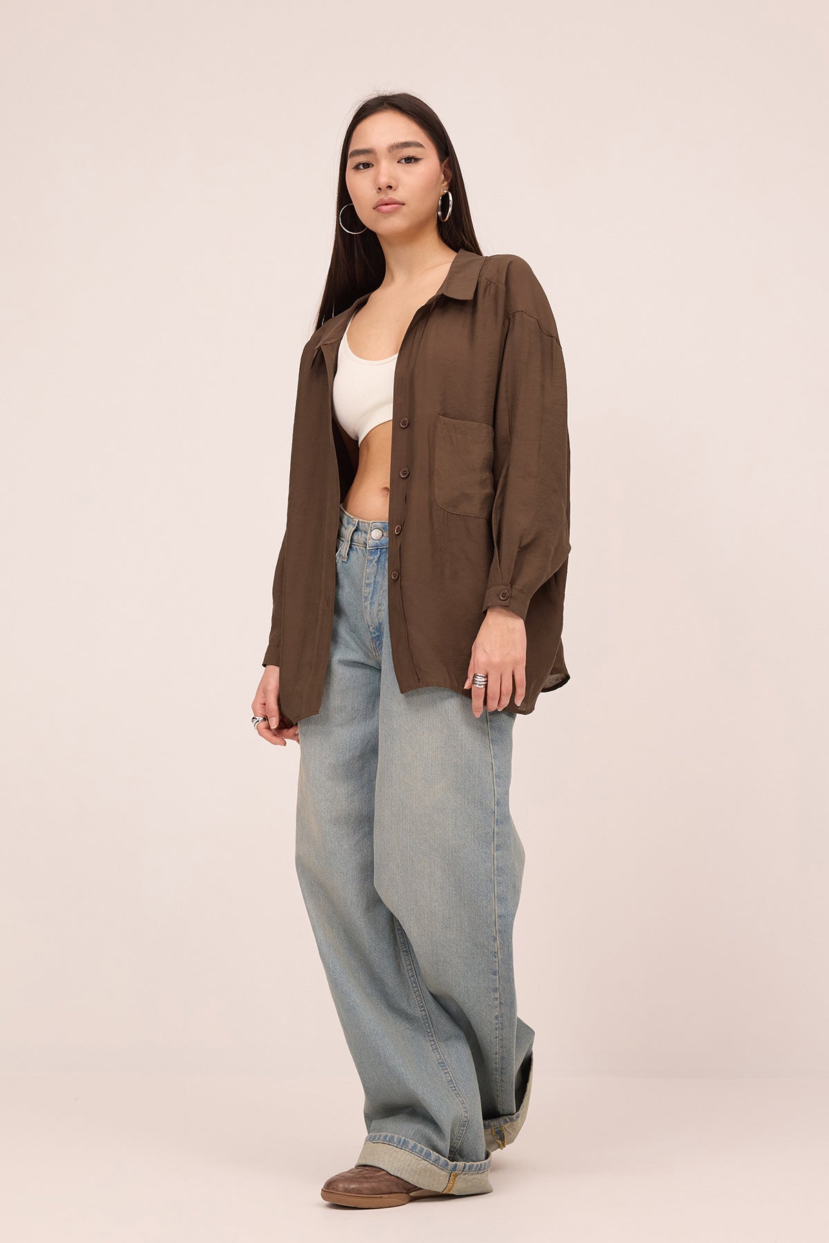 Brown_Oversize-Shirt-With-Pocket-Detail-addax