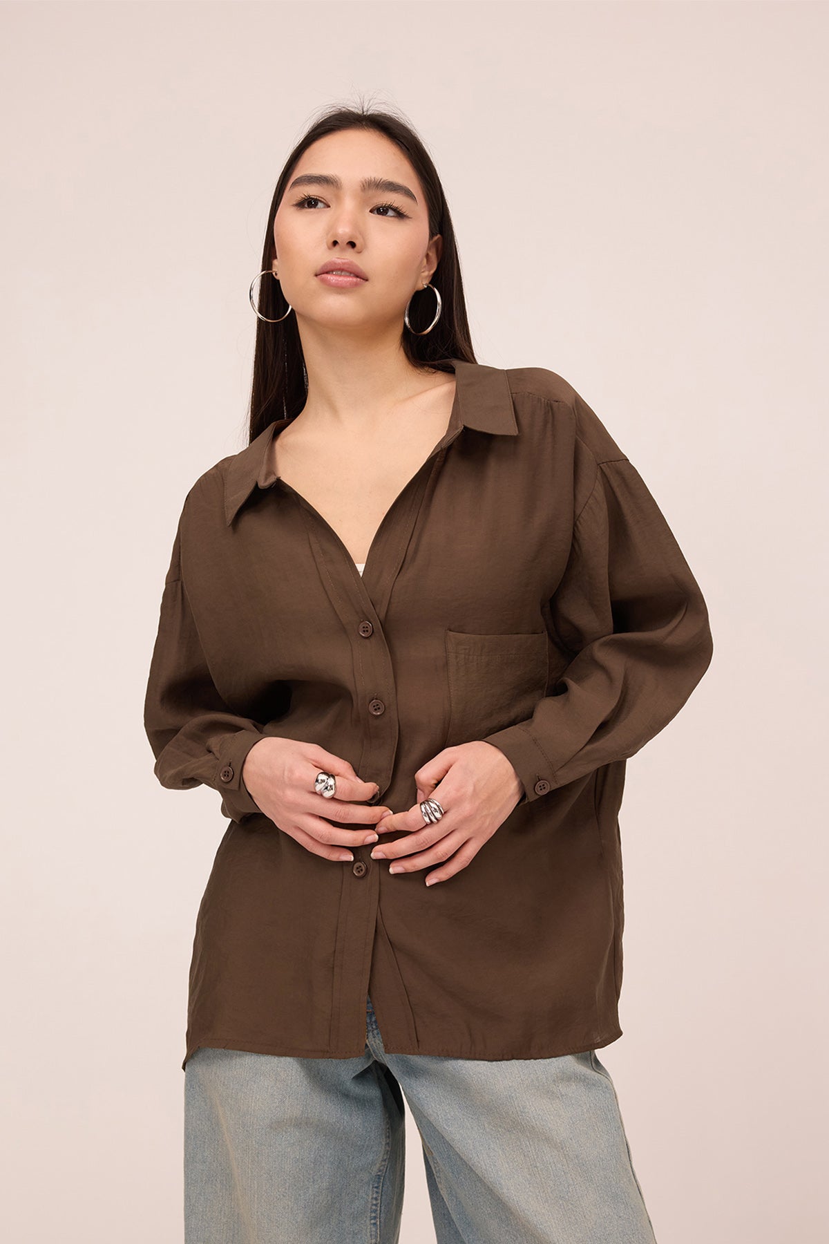 Brown_Oversize-Shirt-With-Pocket-Detail-addax