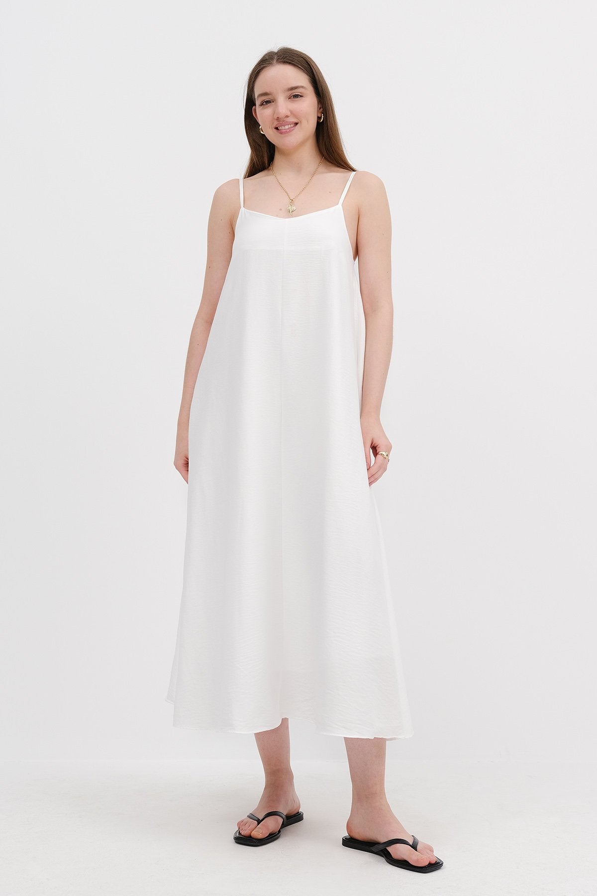 White_V-Neck-Dress-With-Straps-addax