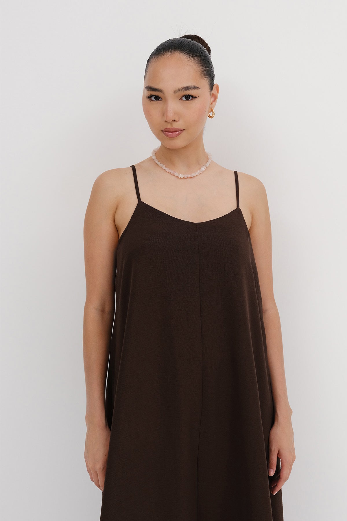 Dark-Brown_V-Neck-Dress-With-Straps-addax