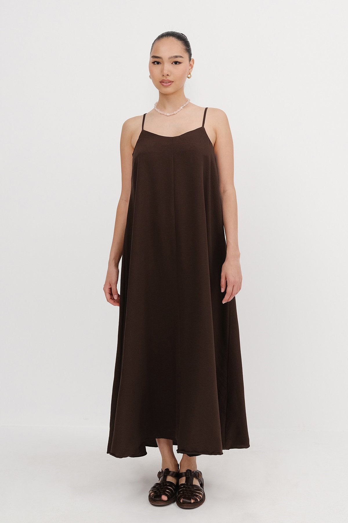Dark-Brown_V-Neck-Dress-With-Straps-addax