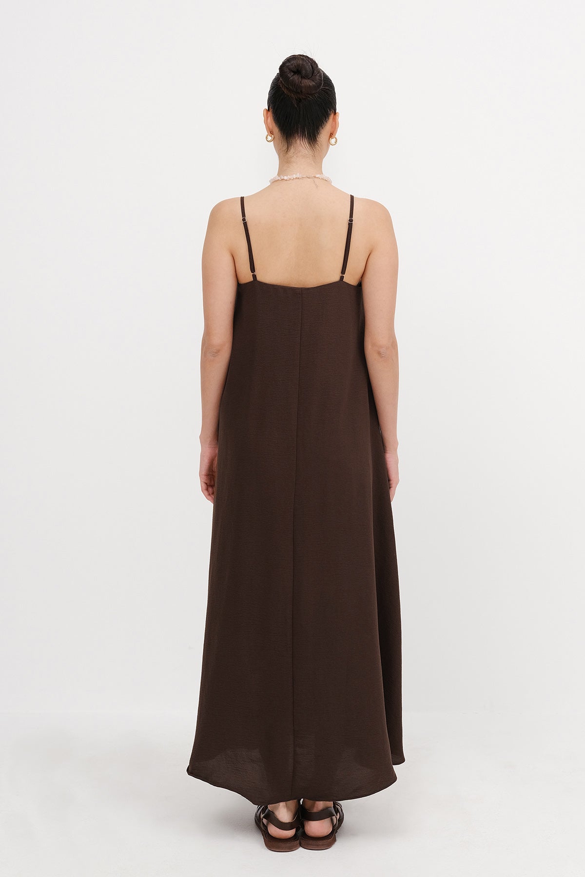 Dark-Brown_V-Neck-Dress-With-Straps-addax