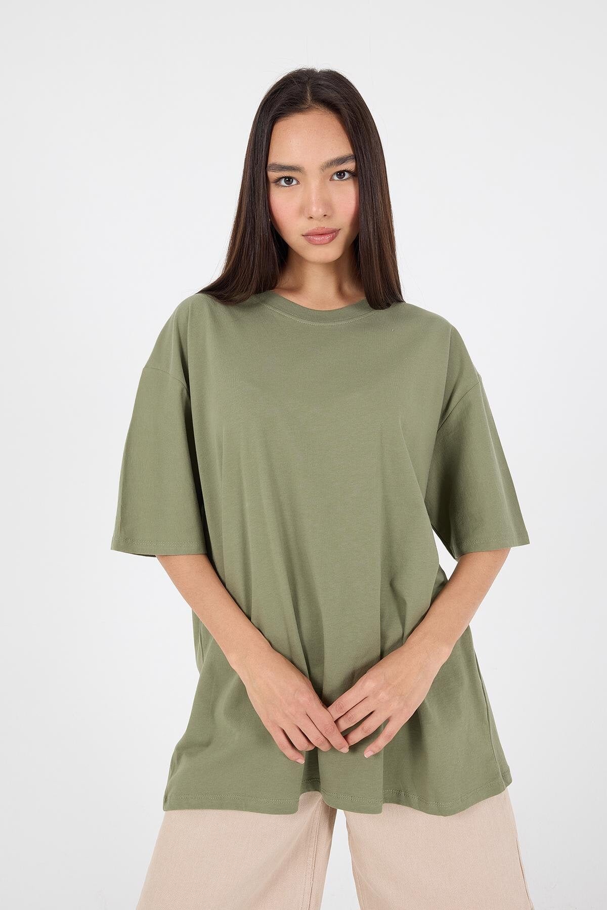 Oil-Green_Basic-T-shirt-With-Round-Neck-addax